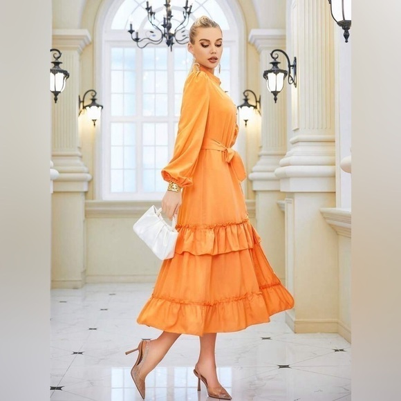 Women's  Layered Ruffle Maxi Dress - Picture 5 of 13